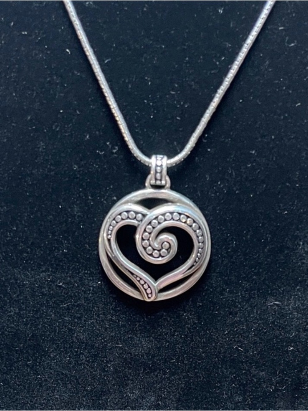 Brighton Silver Heart Swirl Necklace with Brighton Chain